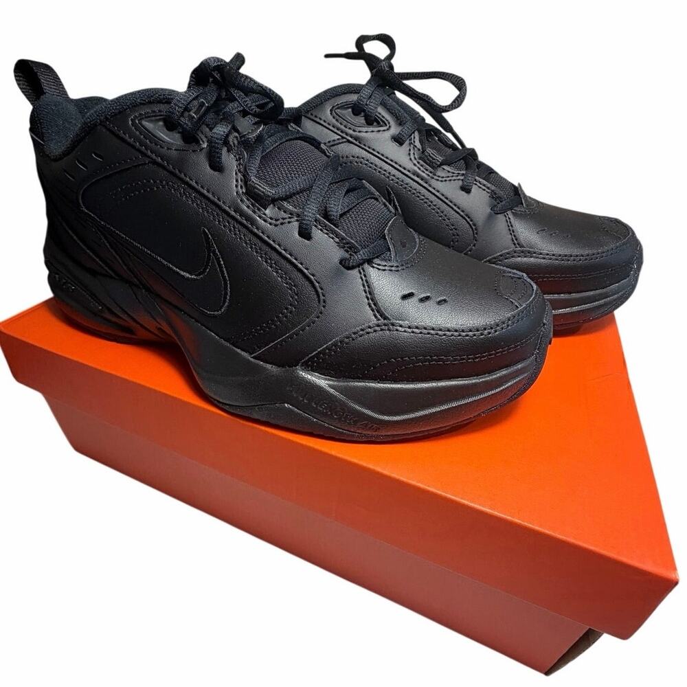 Nike Air Monarch IV Triple Black Mens 9.5 NEW 415445-001 Classic Originals NIB